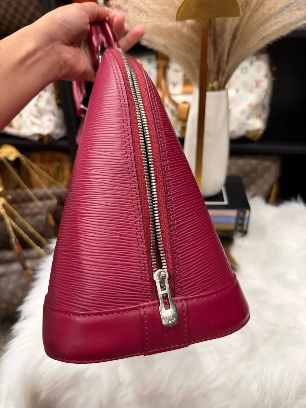 Louis Vuitton Fuchsia Epi Alma Satchel